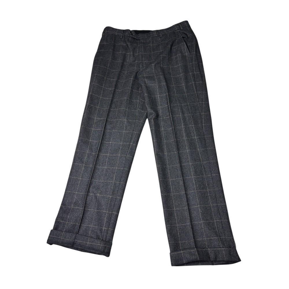 Brooks Brothers Men Grey Plaid Wool Dress Pants Trousers Size 36X31